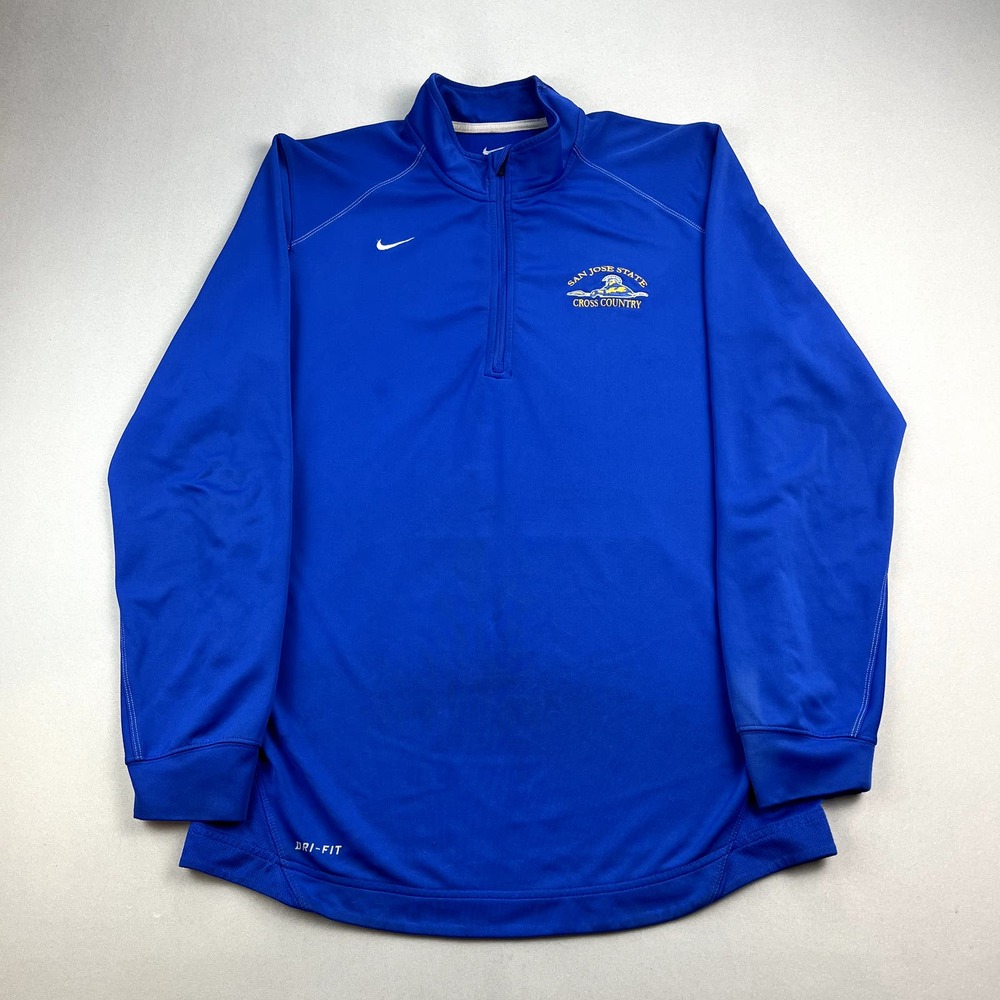 Nike San Jose State Jacket Medium Blue SJSU Track Dri-Fit Cross Country 1/4 Zip
